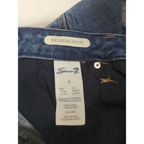 Seven7 Denim Weekend Cut Off Style Heavily Distressed Raw Hem Jean Shorts - Picture 4 of 10